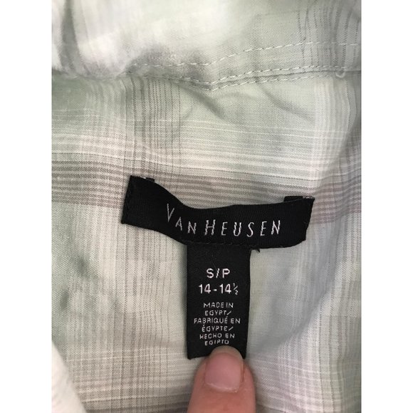 Vanheusen sz s plaid button front short sleeve shirt - Picture 4 of 7